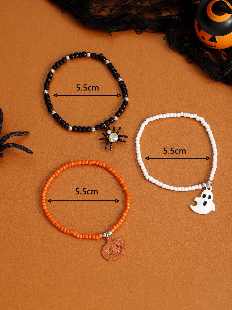 Braccialetto combinato di perline con ragno, fantasma, zucca e buffo simbolo di Halloween_voghion.com