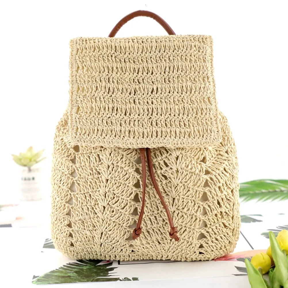 Borsa a tracolla in paglia estiva da donna Boho Bohemian Hollow Hobo Borse da viaggio all'uncinetto per donna Zaino da spiaggia lavorato a maglia 240808_voghion.com