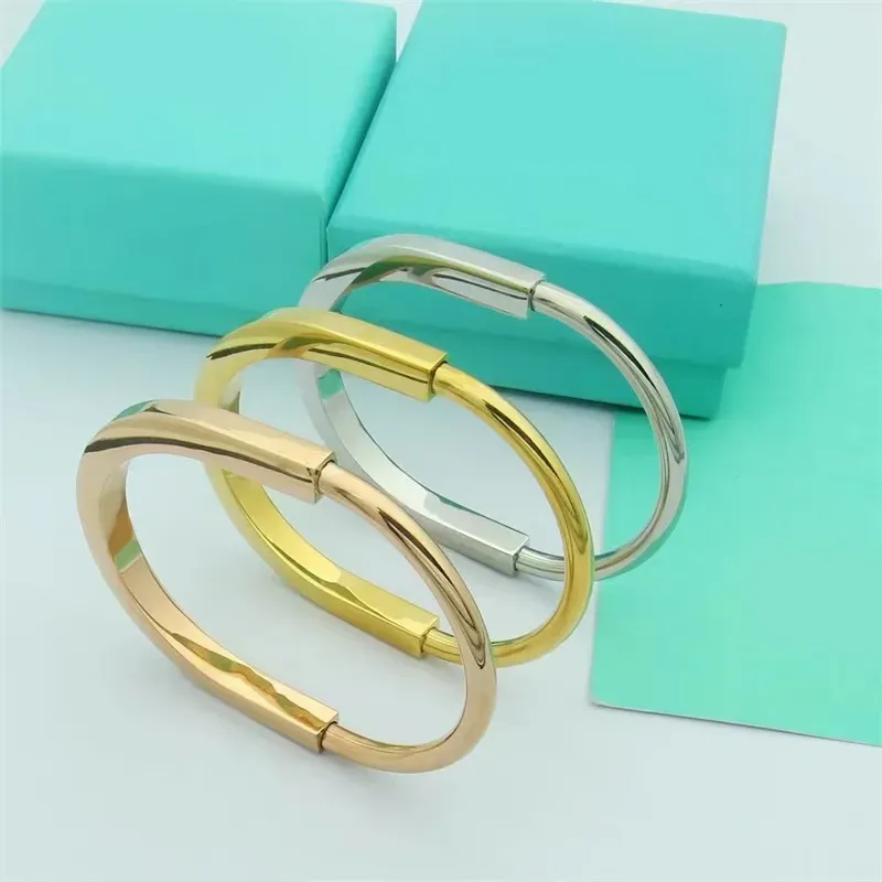 Lock Designer Women Stainless Steel Rose Gold Sier Bracelet Fashion Jewelry Gifts Bangle CYG239279-6_voghion.com
