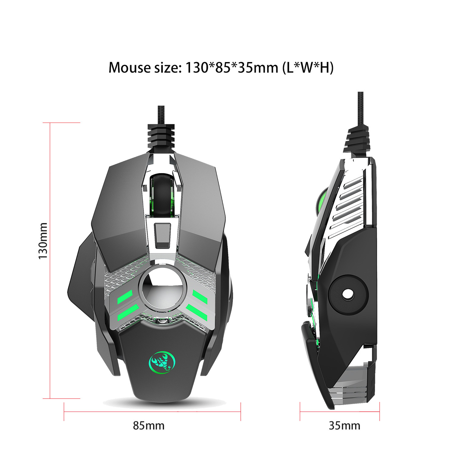 Mechanisches Hühnerfressspiel, 7-Tasten-programmierbare kabelgebundene Maus, coole Beleuchtung, automatische Pistolendrückfunktion für Desktop-Laptop_voghion.com