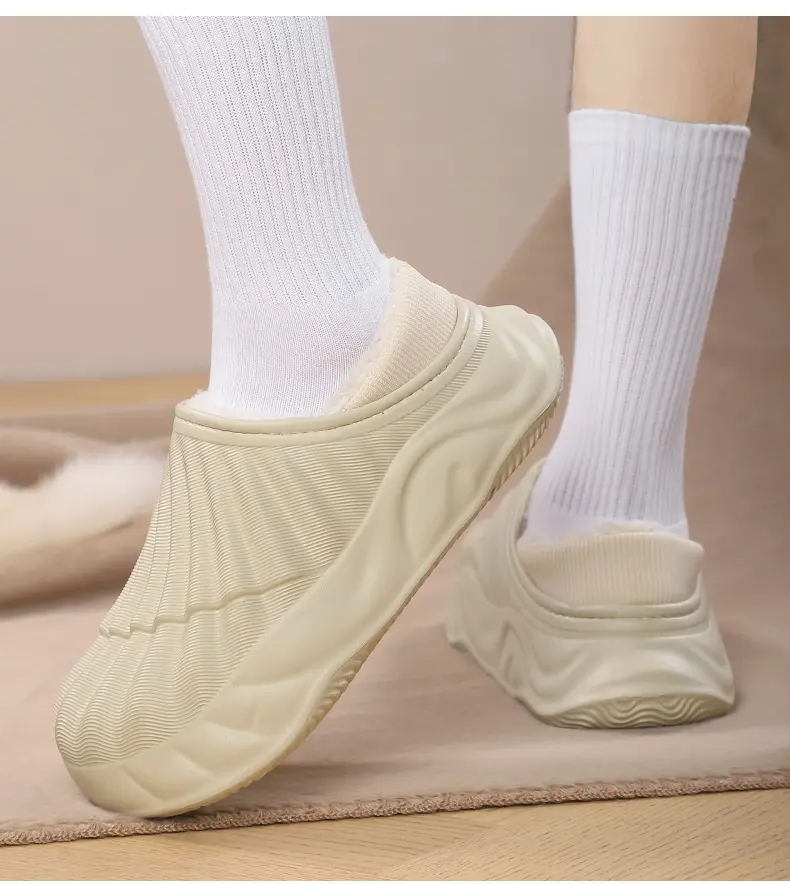 Couple Solid Color Waterproof Cotton Slippers Warm Fashion Casual Can Be Worn Outside Men And Women_voghion.com