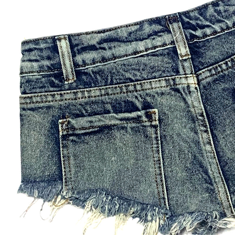Jeansshorts för damer låg midja punkstil med nitar_voghion.com