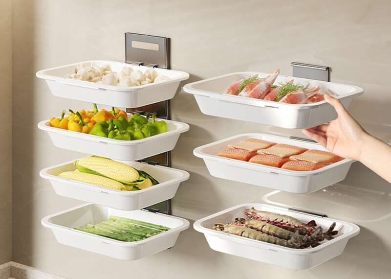 Hedou C - Wall - Mounted Foldable Non - Perforated Storage Rack For Home Kitchen Preparation And Side Dishes_voghion.com