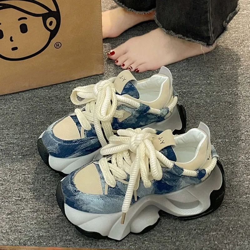 Frauen Casual Schuhe Dicke Sohle Erhöhen Atmungs Mode Freies Verschiffen Größe_voghion.com