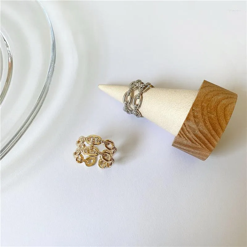 Pendant Necklaces Fashion Gold Color Metal Pig Nose Ring Simple Opening Geometric Hollow Heart Year Rings For Women_voghion.com
