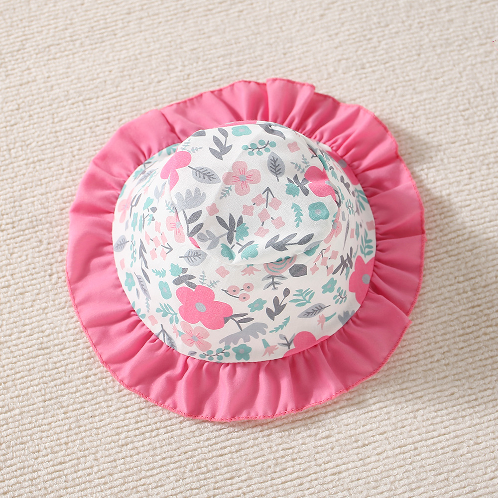 Neugeborenes Mädchen Kleid mit Blumenmuster im Urlaubsstil Kleid für Kinder mit Hut_voghion.com