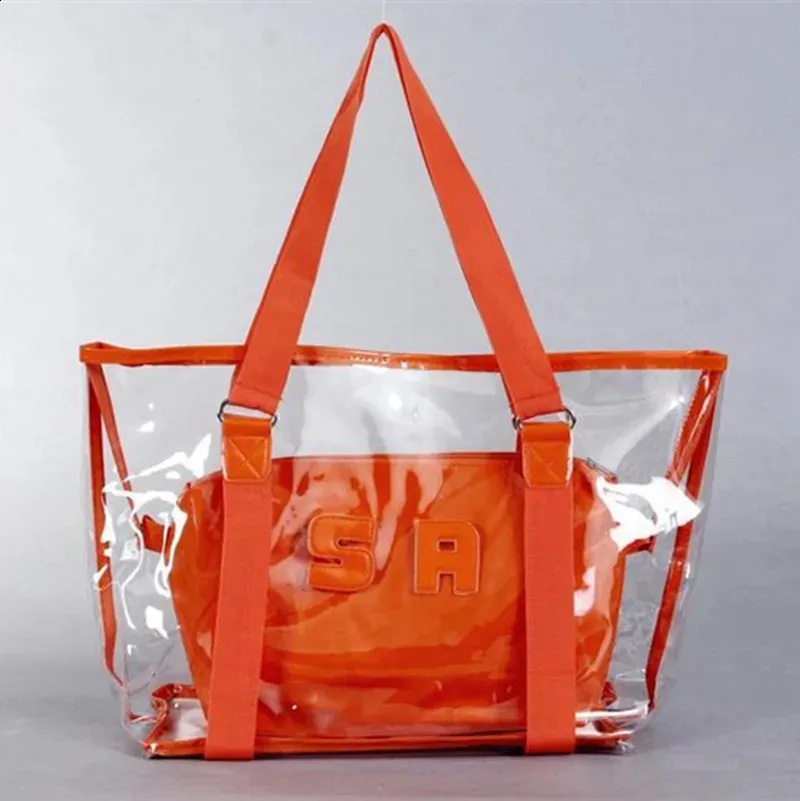Candy color Transparent Bags Summer Package PVC clear Beach Jelly Crystal Shoulder Bag Women Handbag drop 240731_voghion.com