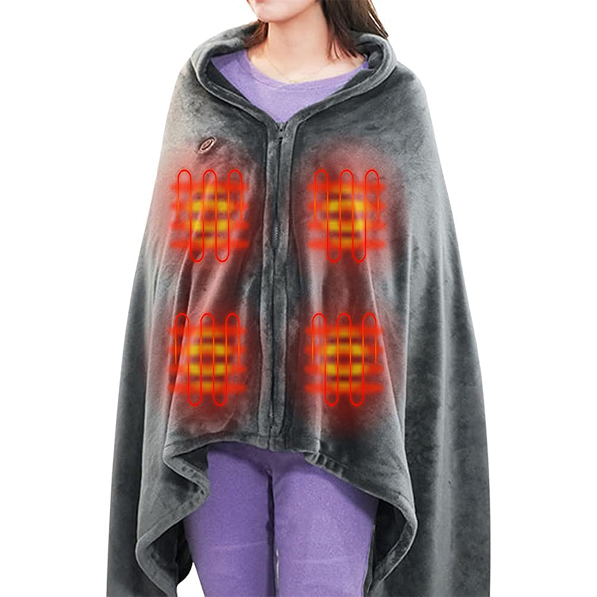 USB Heated Shawl Electric Blanket Warm Soft Flannel Adjustable Heated Wrap Blanket Wearable Electric Throw Blanket for Home_voghion.com