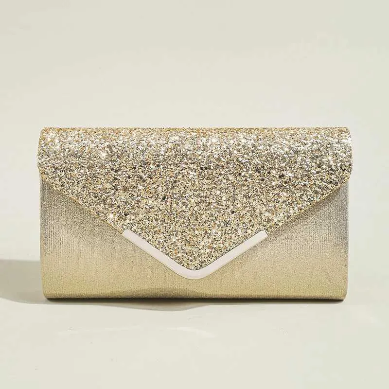 Womens evening envelope handbag promotion sequin clutch wallet shoulder chain cross body bag Y241019_voghion.com