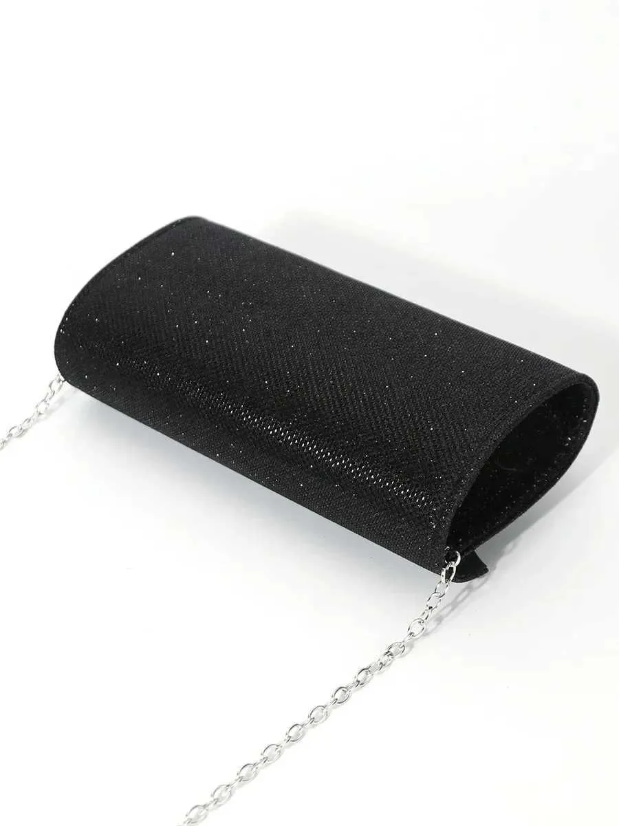 Womens envelope evening chain shoulder bag shiny sier long wallet womens wedding party clutch mini handbag Y241019_voghion.com