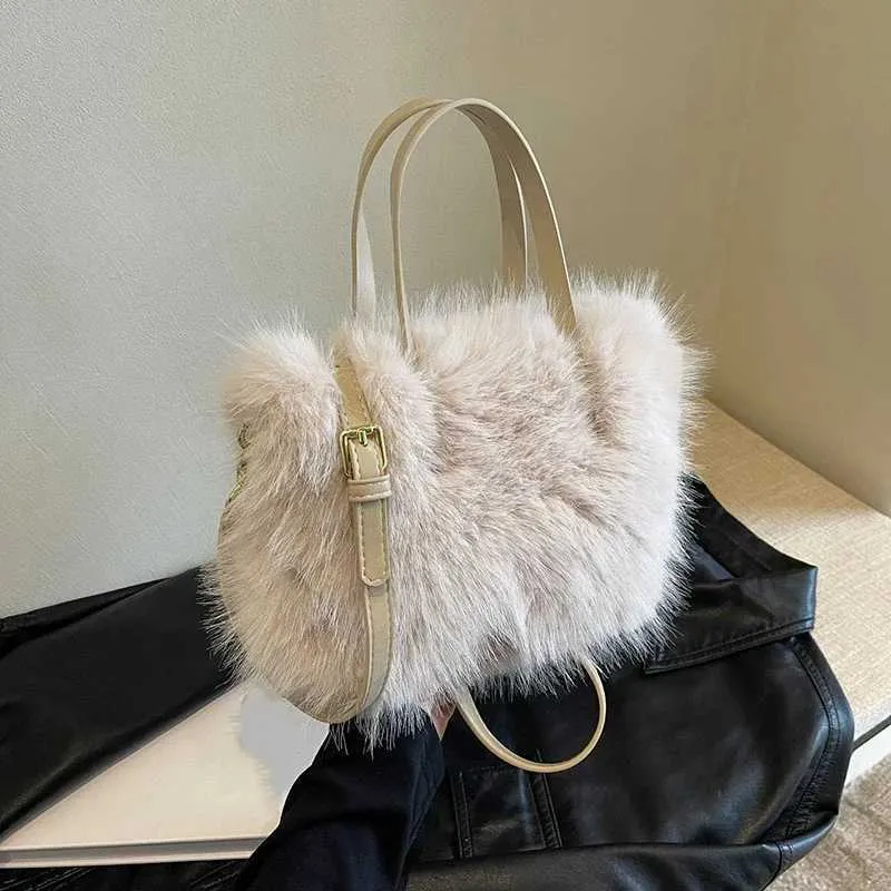 Designer Bag Artificial fur bucket plush design womens handbag soft winter cross body shoulder bag Bolsa Feminina 2025_voghion.com
