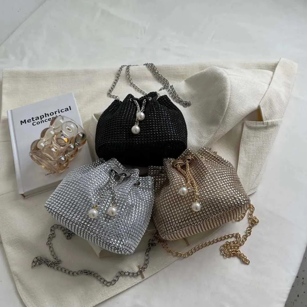 Moda Rhie Handbags Shiny Dia Bucket Wedding Party Shoulder Underarm Bag per le donne Shoppin241211_voghion.com
