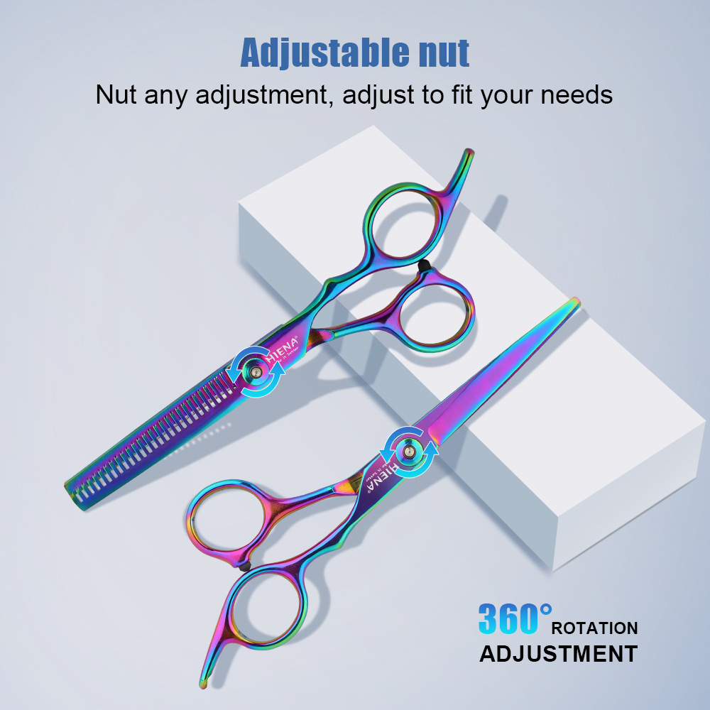 Ciseaux de barbier professionnels colorés, légers, Design ergonomique, ciseaux de coiffure, silencieux élastique, ensemble d'outils de coupe de cheveux