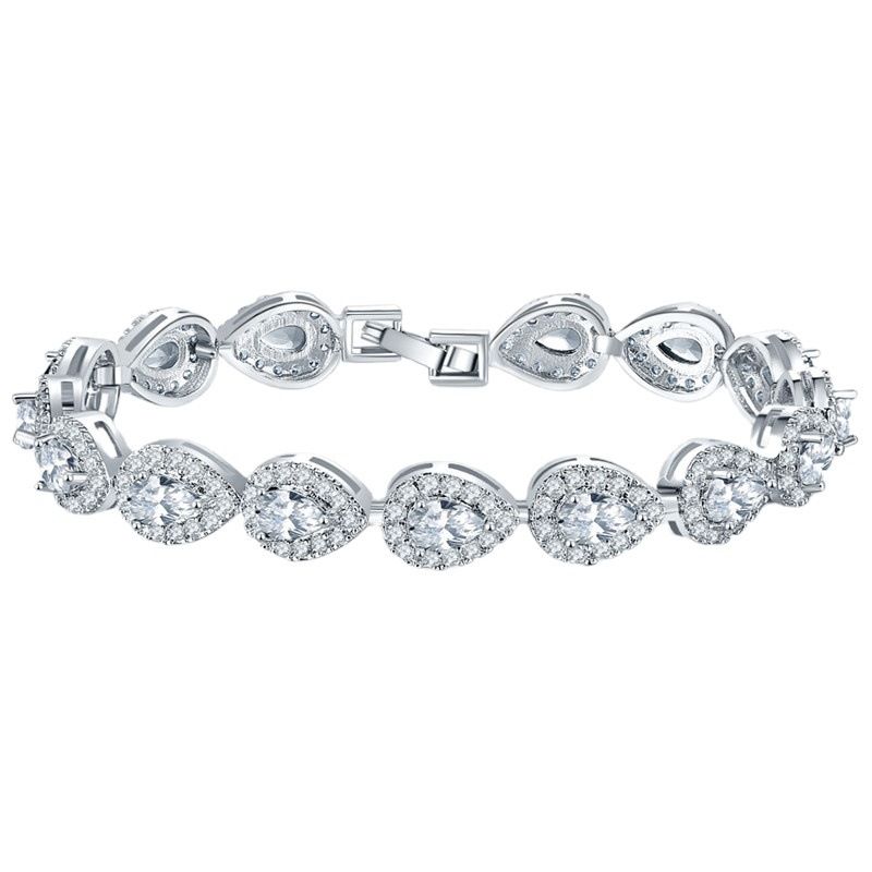 Pulseira feminina de zircônia com gota d'água e joias da moda Ruose_voghion.com
