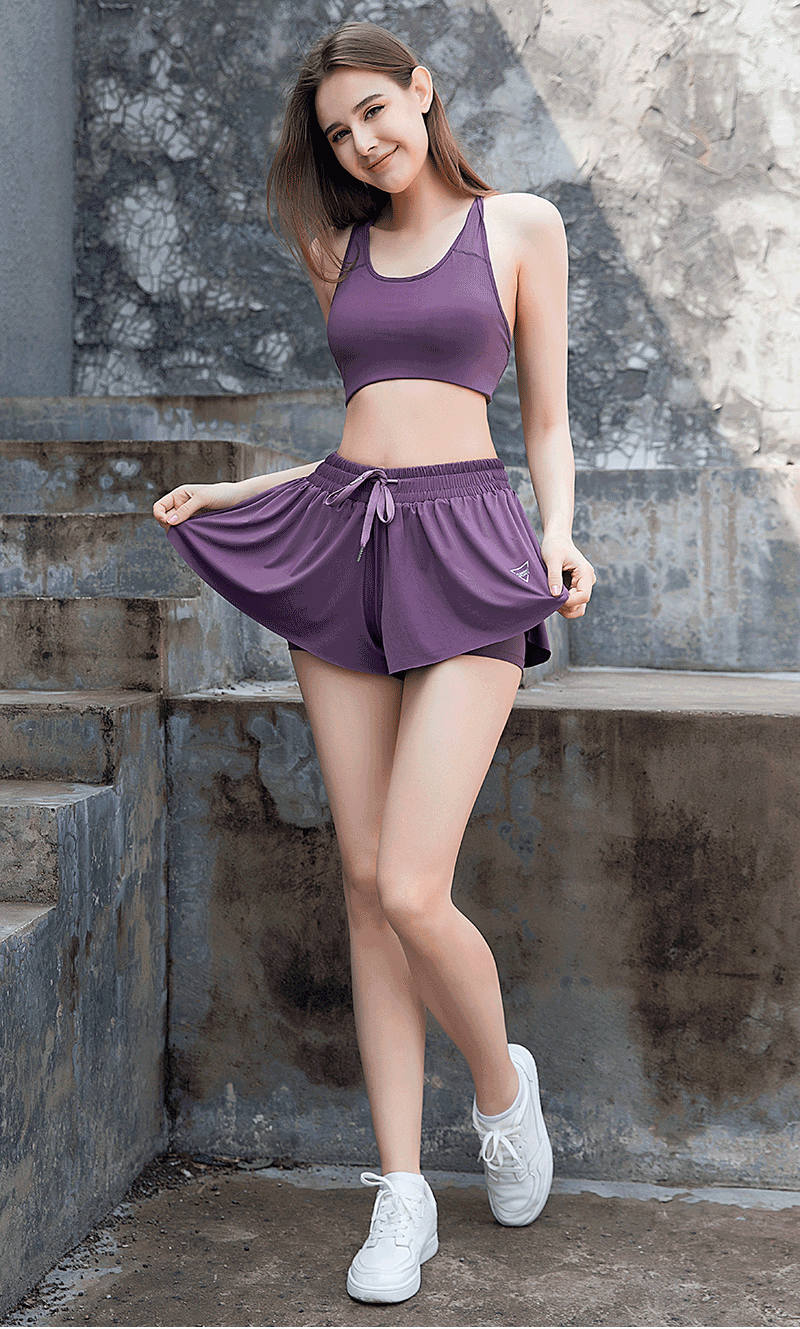 2-in-1 Yoga Pants Running Fitness Tennis Skirt Plus Size Women's Sports Shorts_voghion.com