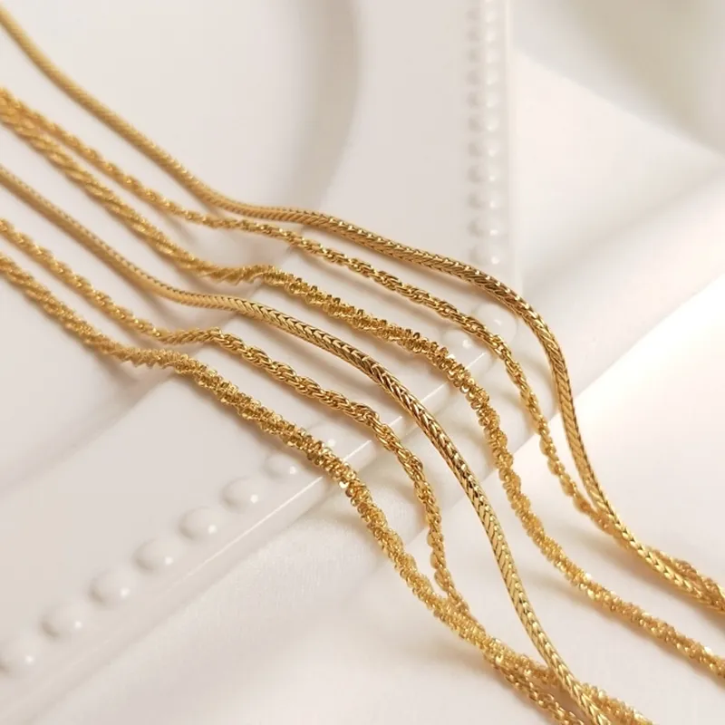 Chaînes plaquées or véritable, rétention de couleur, 60 cm de long, collier, accessoires de fabrication de bijoux, accessoires de bijouterie_voghion.com