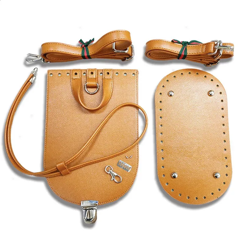 1 tracolla per borsa fatta a mano, set di fondi in pelle intrecciata con accessori hardware per zaino fai da te 240725_voghion.com