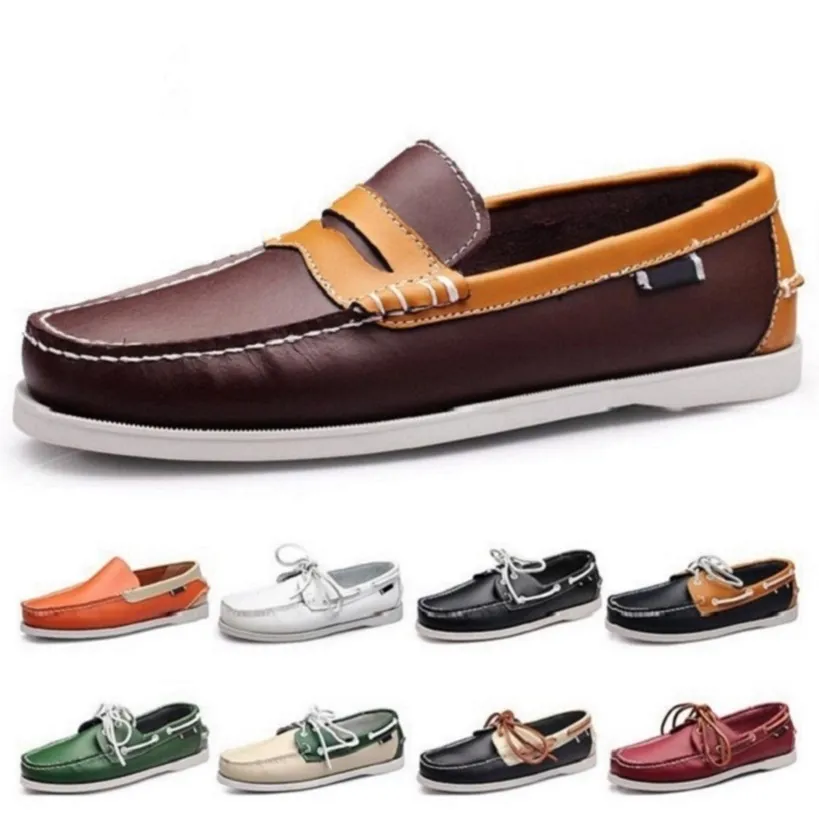 Fashion Mens Casual shoes type69 leather British style black white brown green yellow red outdoor comfortable breathable_voghion.com