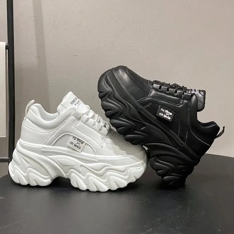 Sneakers platform donna bianco e nero scarpe primavera autunno_voghion.com