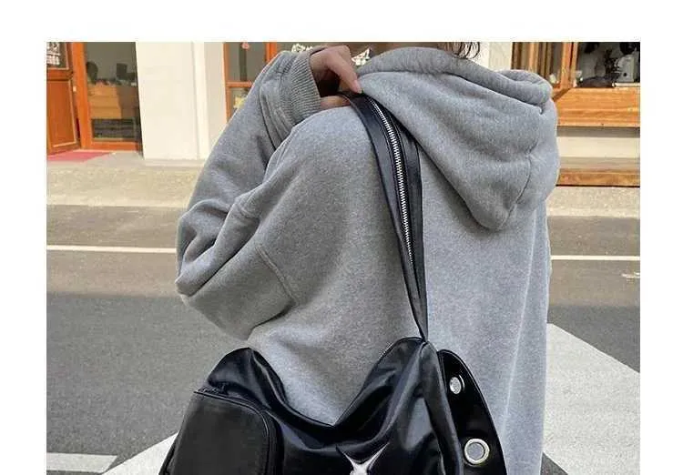 Sier Y2k S For Women Aesthetic Designer Large Capacity Shoulder Bag Commuter Pu Leather Shopper Handba241211_voghion.com