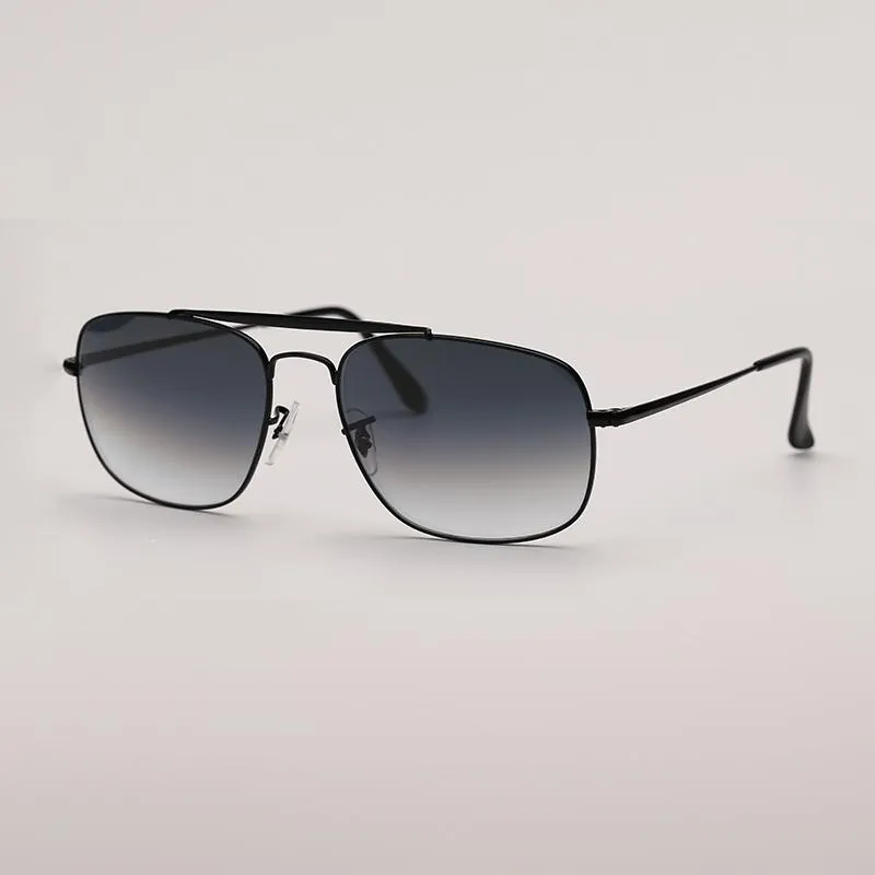 Klassische Eckige Metallsonnenbrille Mit Doppelsteg Unisex_voghion.com