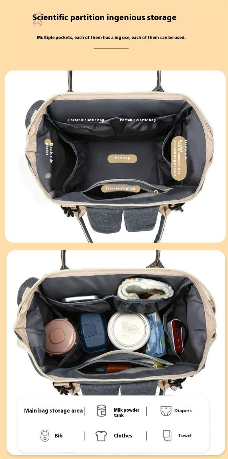 Neue tragbare Wickeltasche für Mutter und Baby mit großem Fassungsvermögen, kann als Umhängetasche bedruckt werden_voghion.com