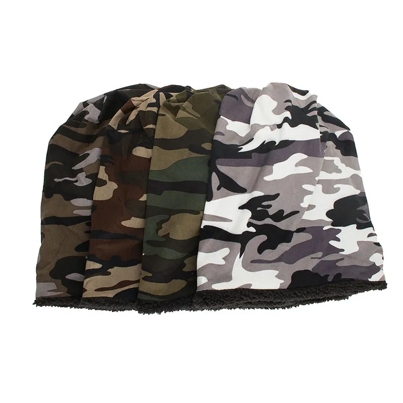 Baskenmützen Stilvolle Outdoor-Kappe Balaclava für Männer und Frauen Camouflage Baumwolle Plus Veet Hut Warm Herbst Winter Fahrrad_voghion.com