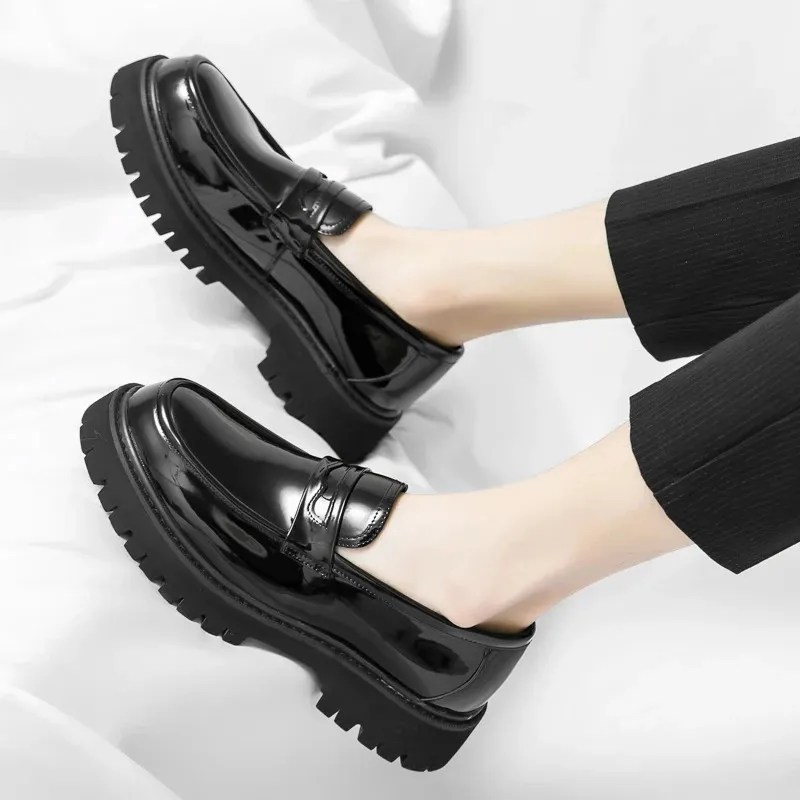 Platform Hoogte Verhoging Casual Zakelijke Mannen Britse Brogue Patent Lederen Schoen Man Oxford Dress Schoenen Lift Formeel_voghion.com