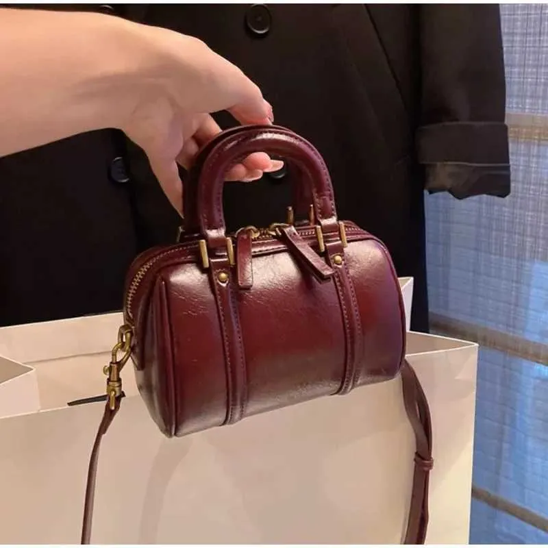 Niche Hand Boston Bags Pro ženy 2025 Retro Módní Dámská Jedno Rameno Crossbody Taška Hovězí Kožené Kabelky S_voghion.com