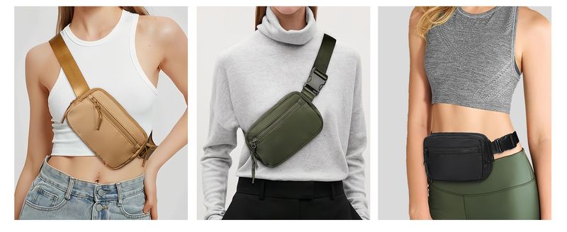 WESTBRONCO Marsupi Frauen Männer, Gürtel Tasche 4 Zipper Taschen, Mode Taille Packs, leichte Umhängetaschen mit_voghion.com