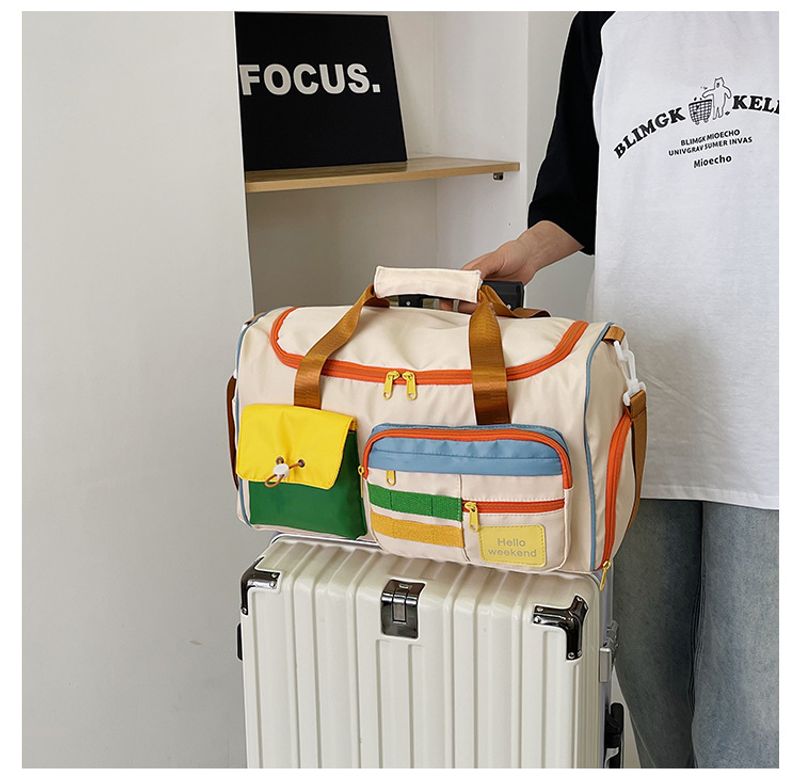 Lässige Sport-Fiesstasche in Kontrastfarbe Damen, große Reise-Umhängetasche mit großem Fassungsvermögen, Reisetasche_voghion.com