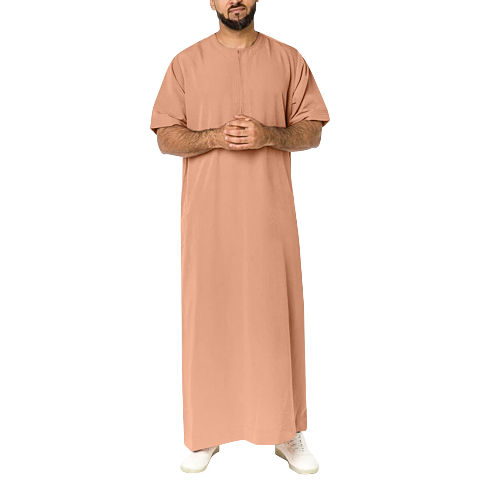 2024 New Muslim Middle East Arab Dubai Malaysia Men's Shirt Zipper Muslim Robe_voghion.com