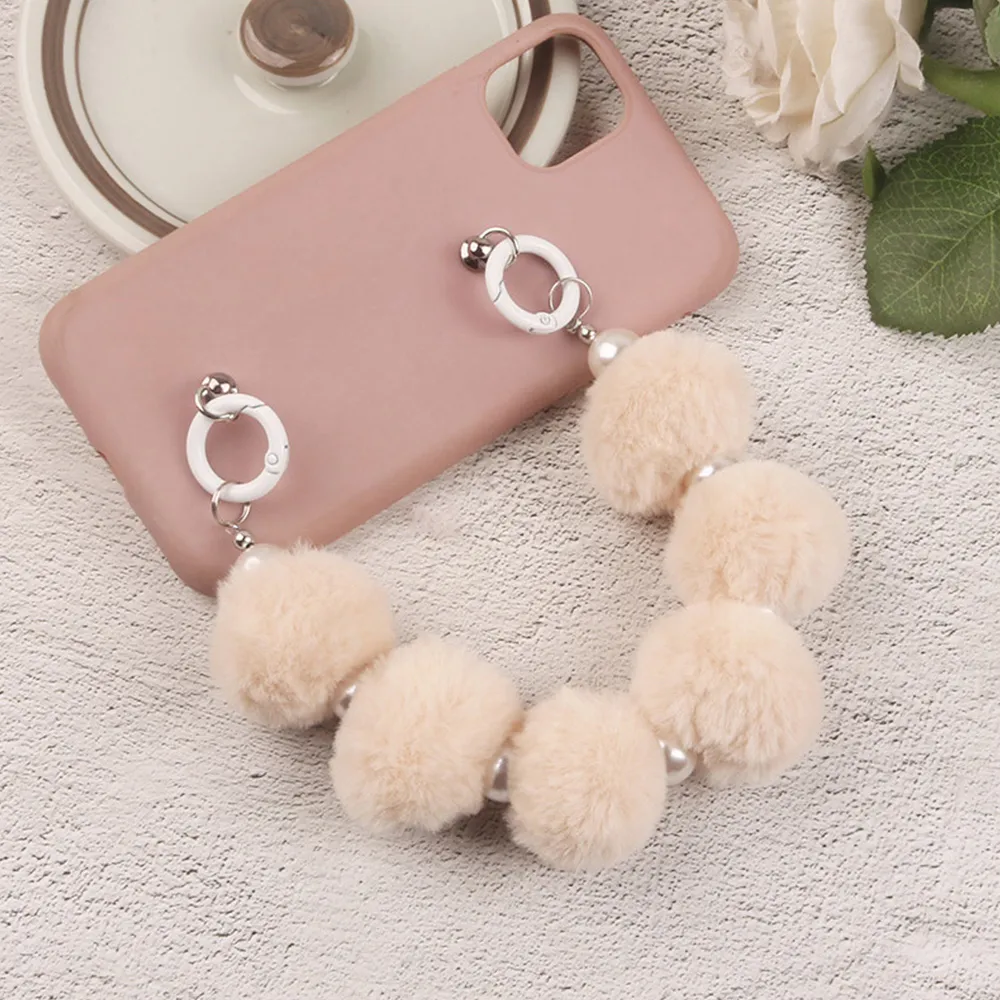 Nouvelle chaîne de suspension colorée pour téléphone portable, bracelet décoratif en perles, poignée en peluche pour sac à main, accessoires pour sac féminin_voghion.com