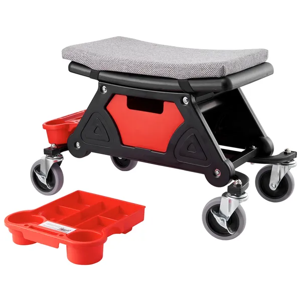 Rolling Mechanic Stool With Storage Trays And Heavy Duty Wheels_voghion.com