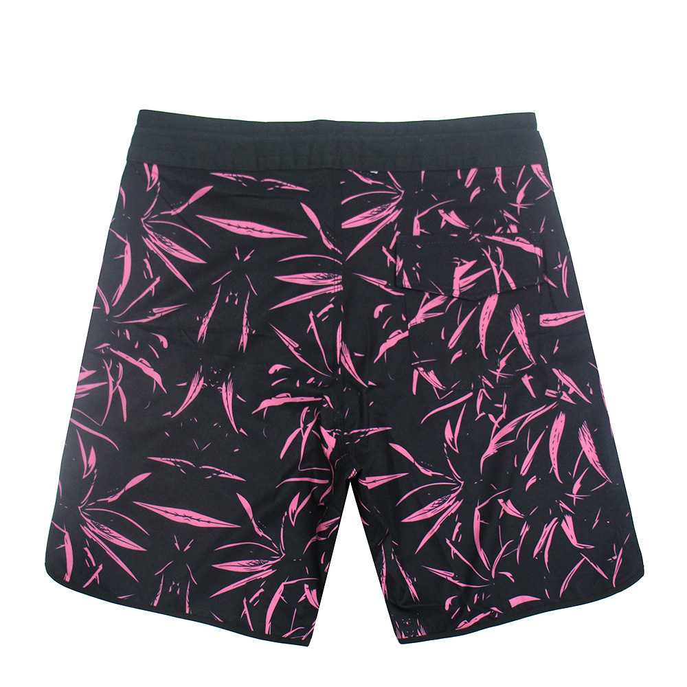 Herren Volldruck Blatt Schnelltrocknende Stretch Surf Shorts Sanya Urlaub Freizeit Sport Strandhose_voghion.com