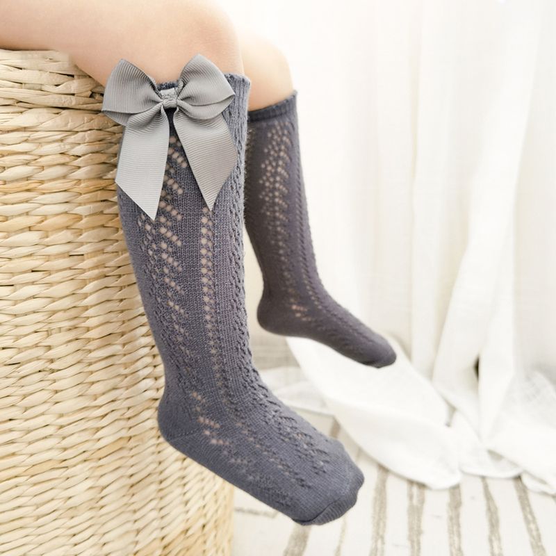 Neu Sommer Baby Knie Hohe Socken Kinder Mädchen Bogen Lange Socke Weiche Baumwolle Mesh Atmungsaktive Kinder_voghion.com