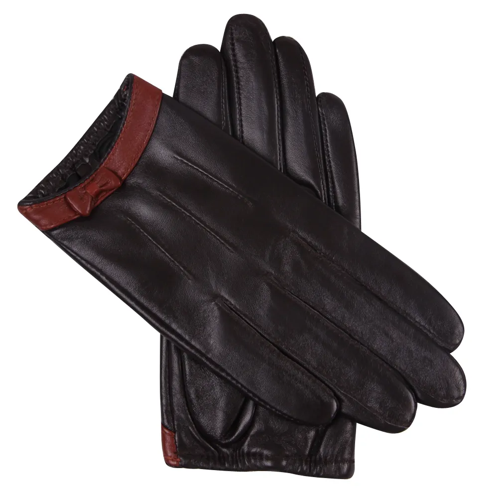 Moda-Couro Feminino Outono Inverno Estilo Fino Condução À Prova de Vento Mantenha Aquecido Couro Genuíno Pele de Carneiro Luvas Femininas_voghion.com