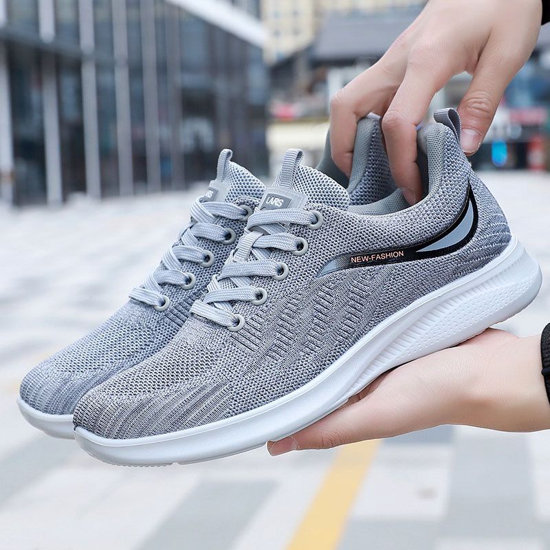 Scarpe da corsa casual versatili da uomo, estive, nuove, con suola spessa, in mesh traspirante, intrecciate, con motivo a mosca, marea_voghion.com