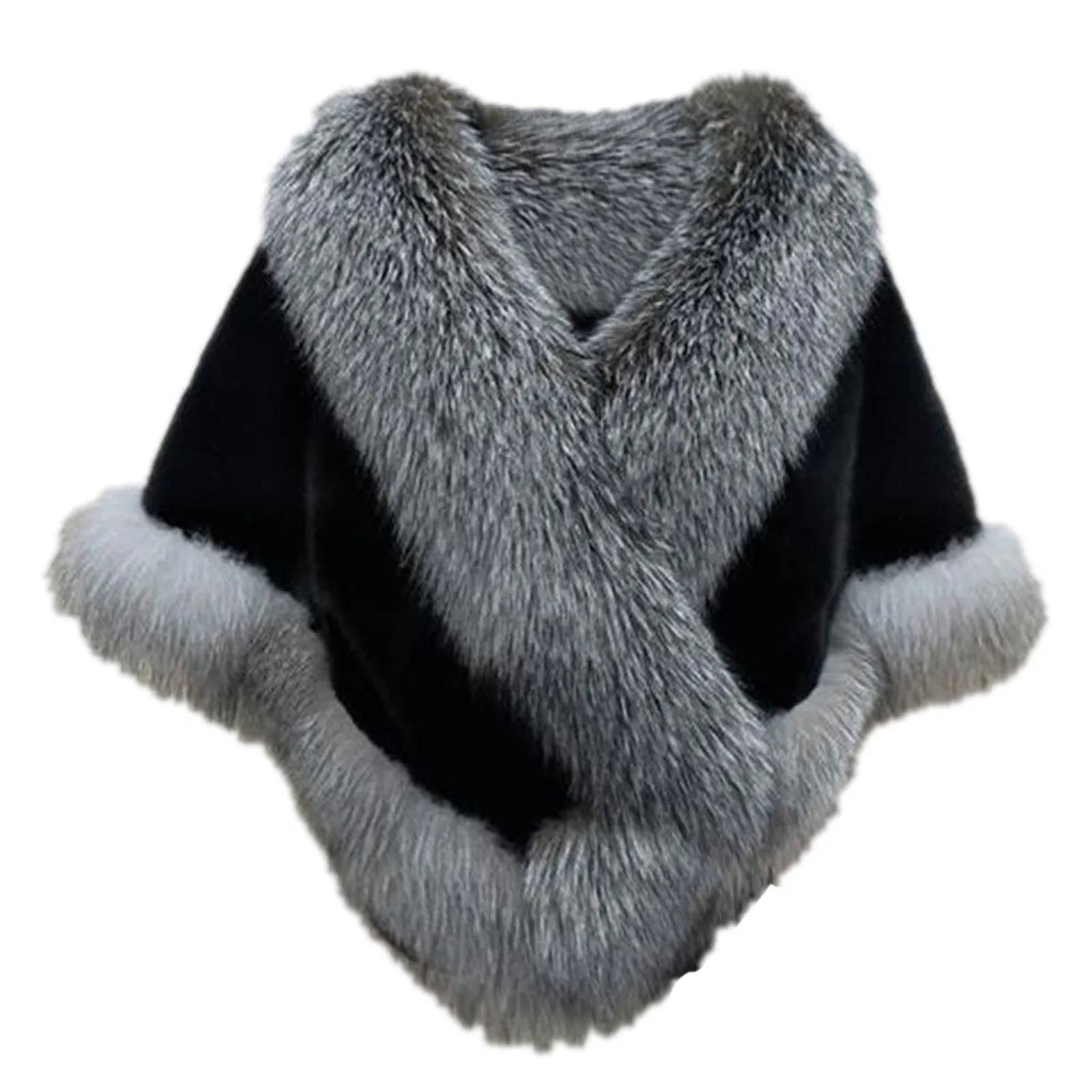 Sciarpe Scialle da abito di grandi dimensioni Poncho da donna in pelliccia oversize Sciarpa elegante da sera soffice_voghion.com