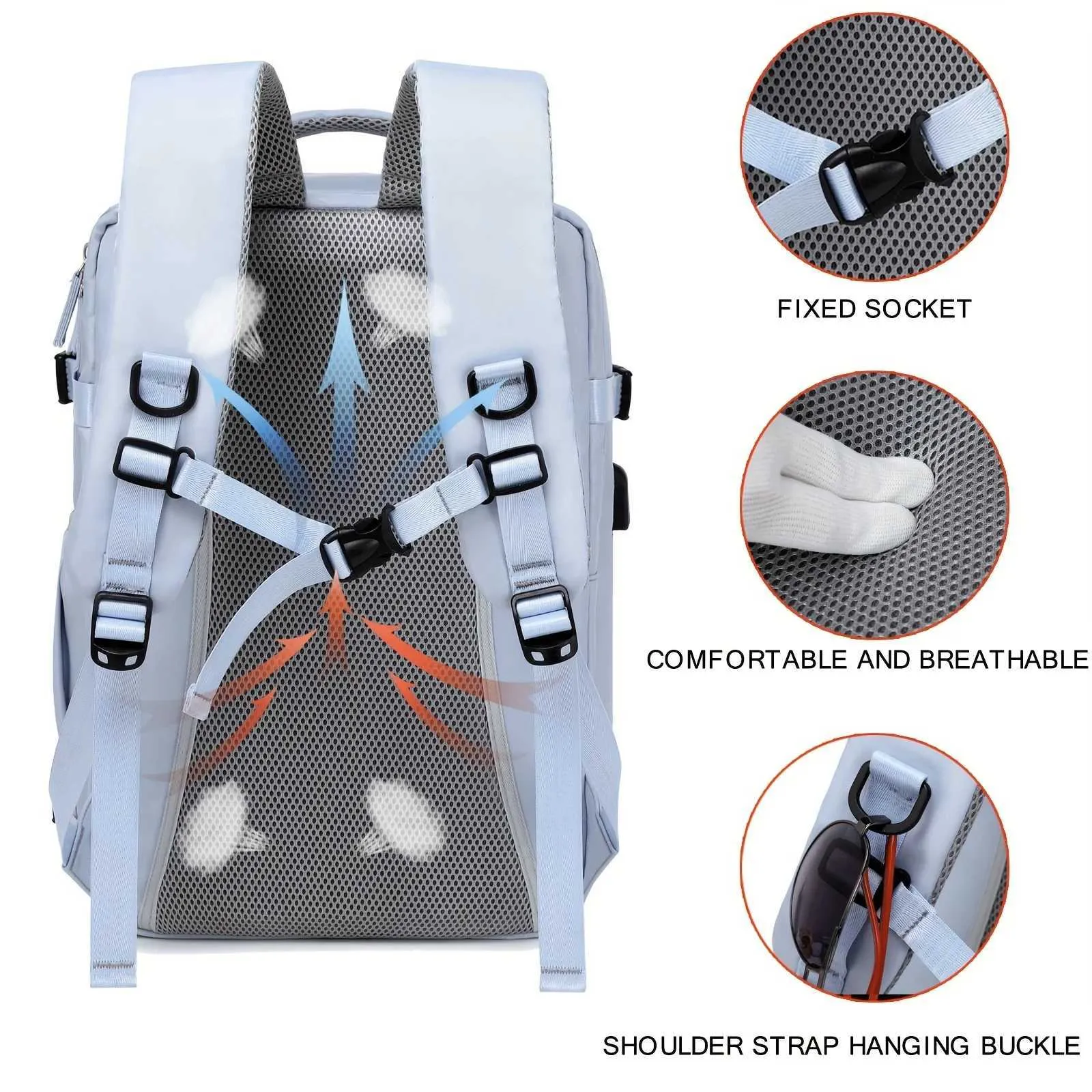 Sac à dos de grande capacité avec compartiment à chaussures en Dacron, sac à dos léger pour ordinateur portable avec port de chargement, mode voyage_voghion.com