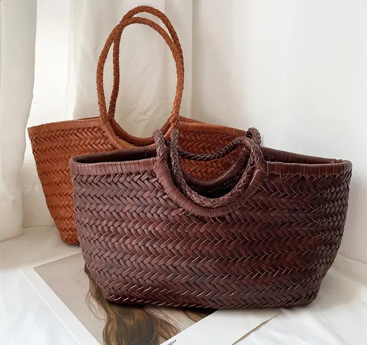 Echtes Leder Geflochtene Schultertasche Damen Sommer Tasche_voghion.com