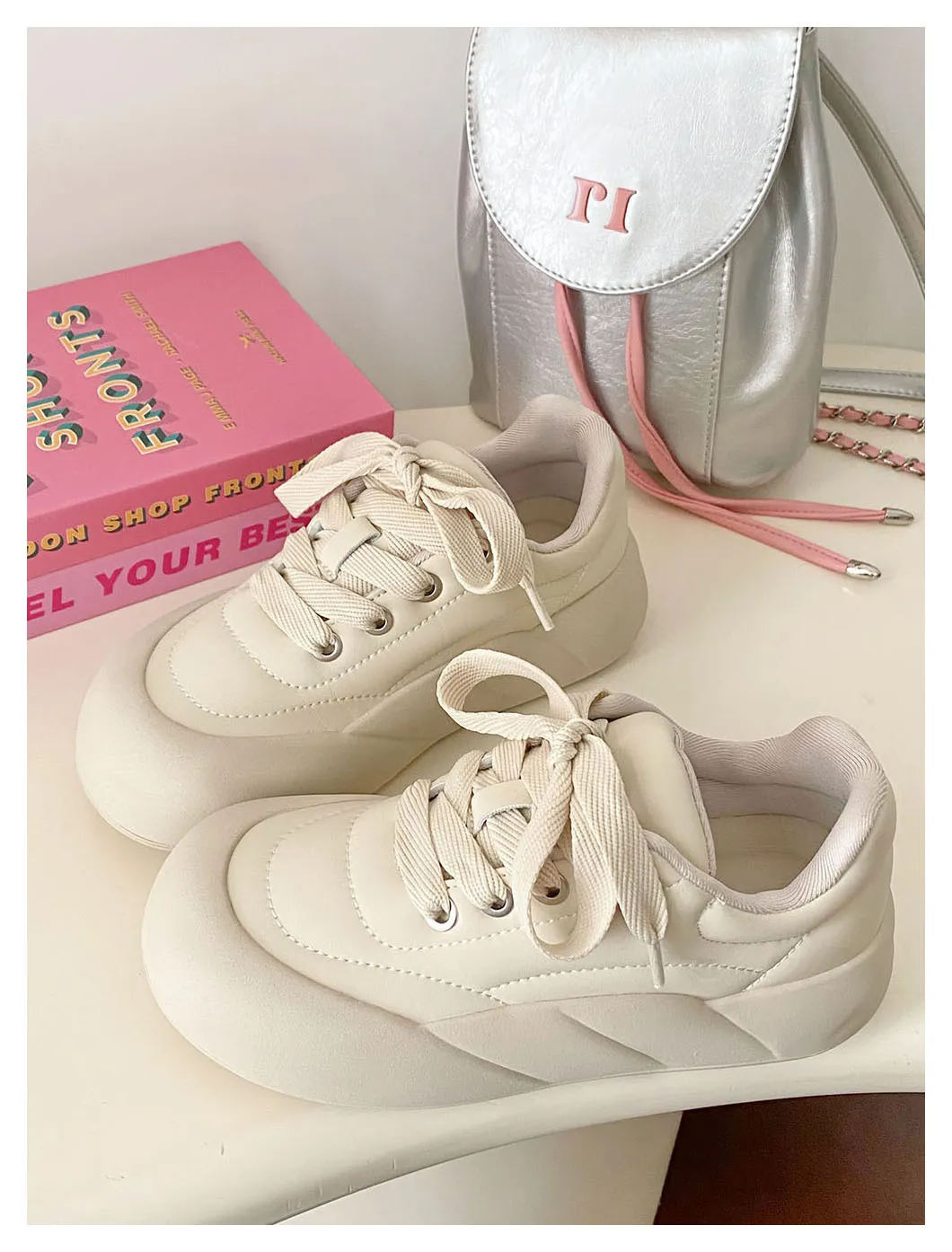 Comfortable Breathable Mesh Running Shoes With Thick Sole Platform_voghion.com