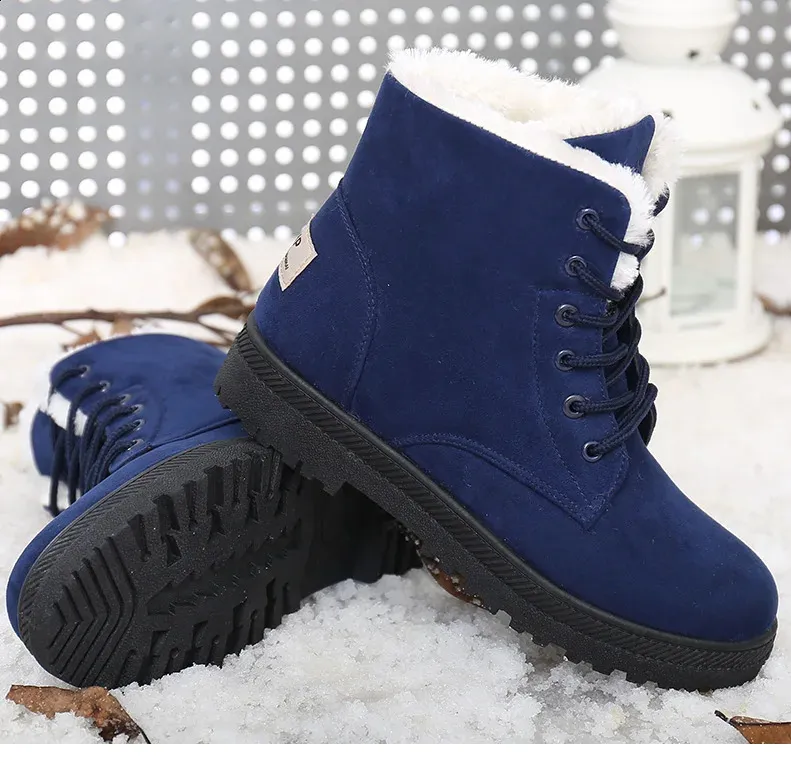 Botas de nieve con pelo mujer estilo coreano botines invierno_voghion.com