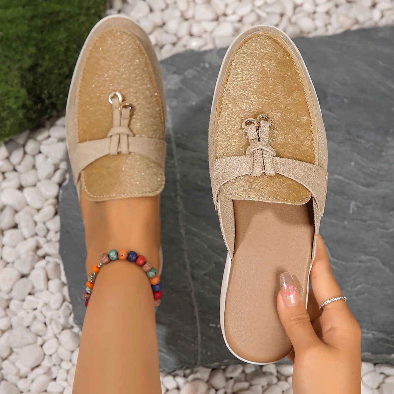 Papucsok Női Lapos Bebújós Hölgyek Márkás Tavaszi Őszi Loafers Egyszemélyes Alkalmi Papucsok Bőr Kasmír Cipők_voghion.com