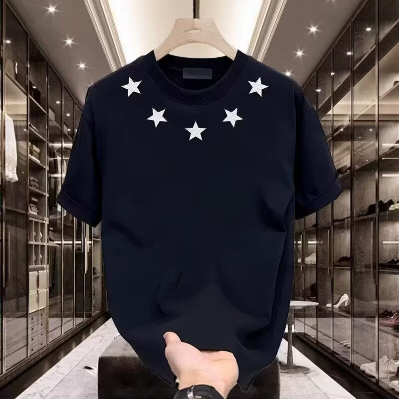 Men’s Clothing High-end Short-sleeved T-shirt Men’s Trendy Brand Round Neck Loose Casual Simple Printed All-match Duffian Handsome T-shirt Men’s Top