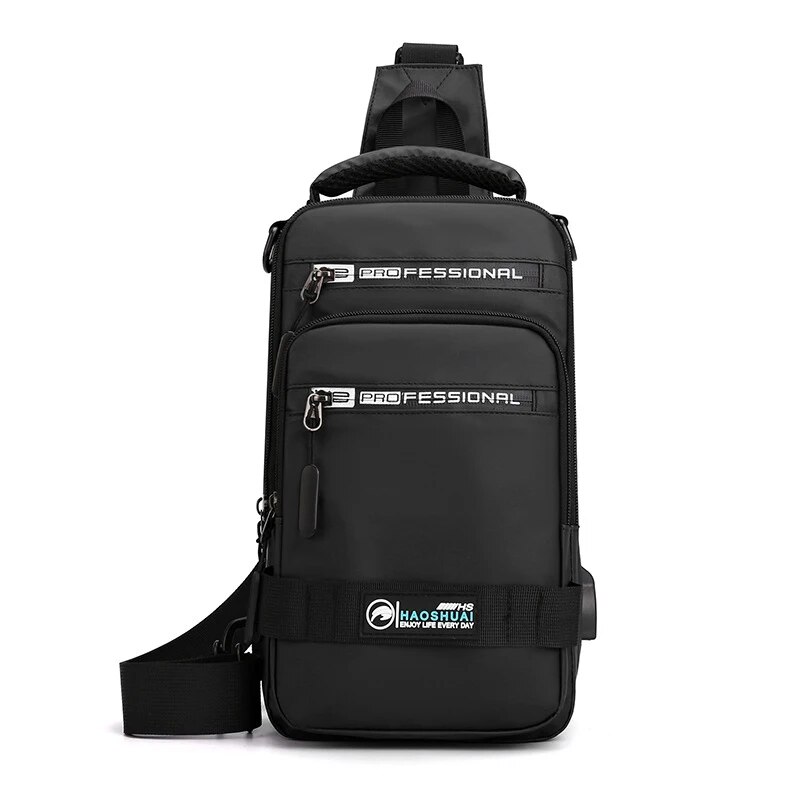 Mode Nylon Rucksack Daypack Männer Cross Body Brust Taschen Pack mit USB Lade Port Reise Männlichen Knapsack Rucksack_voghion.com