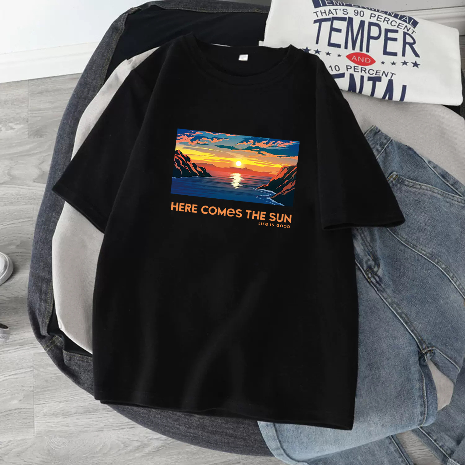 Ανδρικό oversized αθλητικό τοπ με στρογγυλή λαιμόκοψη, μοντέρνο, διάσημο από καθαρό βαμβάκι, μπλουζάκι από το Διαδίκτυο, 2024, νέα μπλουζάκια_voghion.com