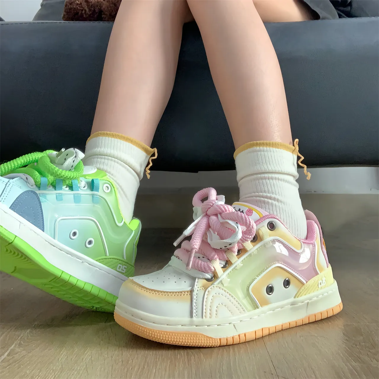 Versatile Flat Bottomed Casual Mandarin Duck Color Matching Sports Shoes With Mesh For Comfortable Breathable Fashion_voghion.com