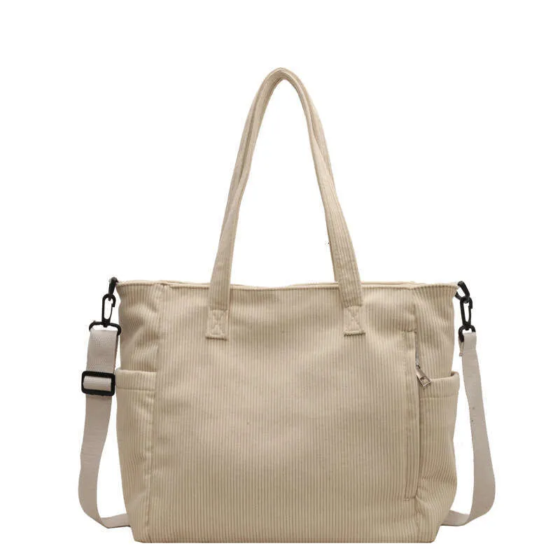 New Corduroy Material Tote Large Capacity Shoulder Handheld Crossbody Bag_voghion.com