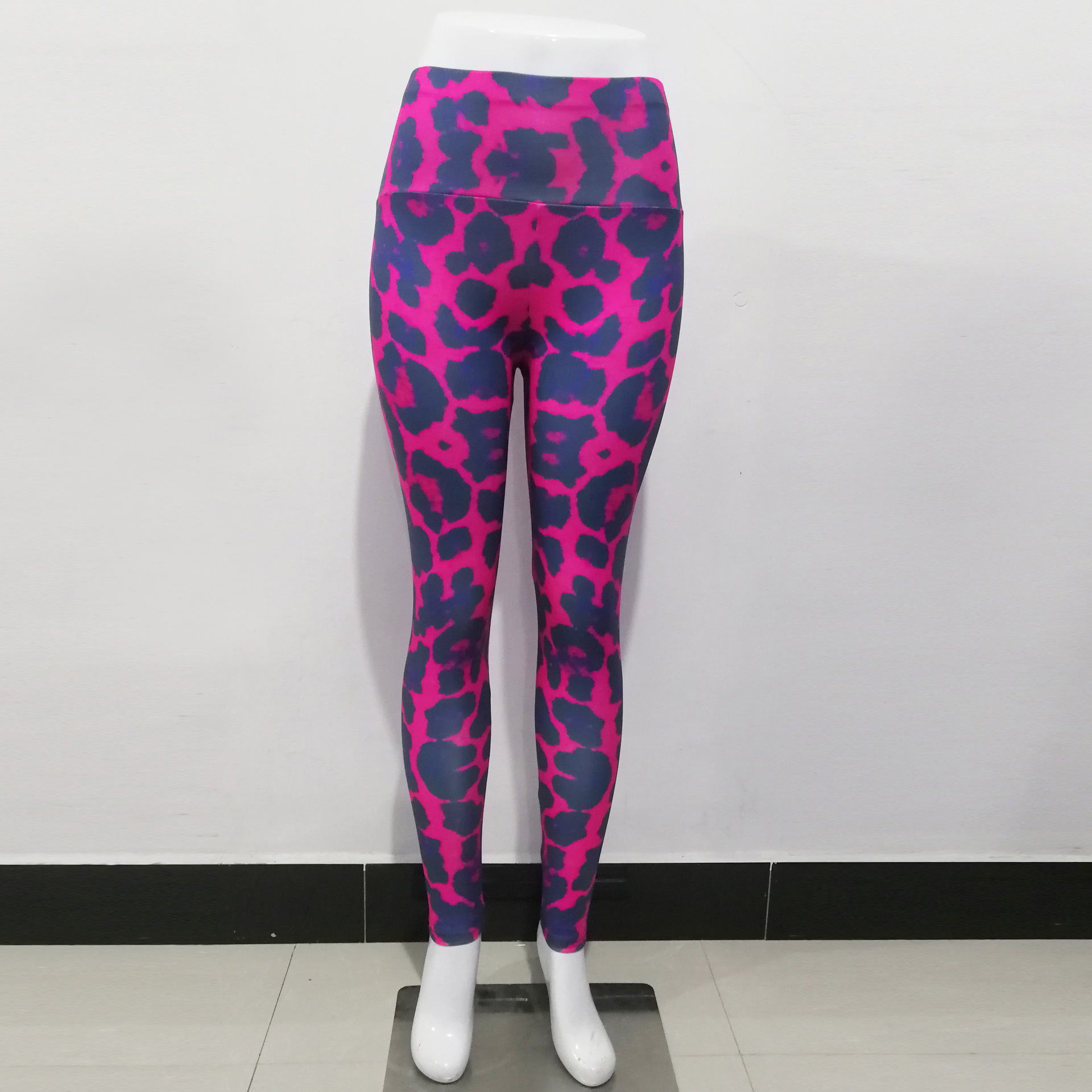 Rose rød leopardprint åndbare løbebukser slim yogabukser til kvinder_voghion.com